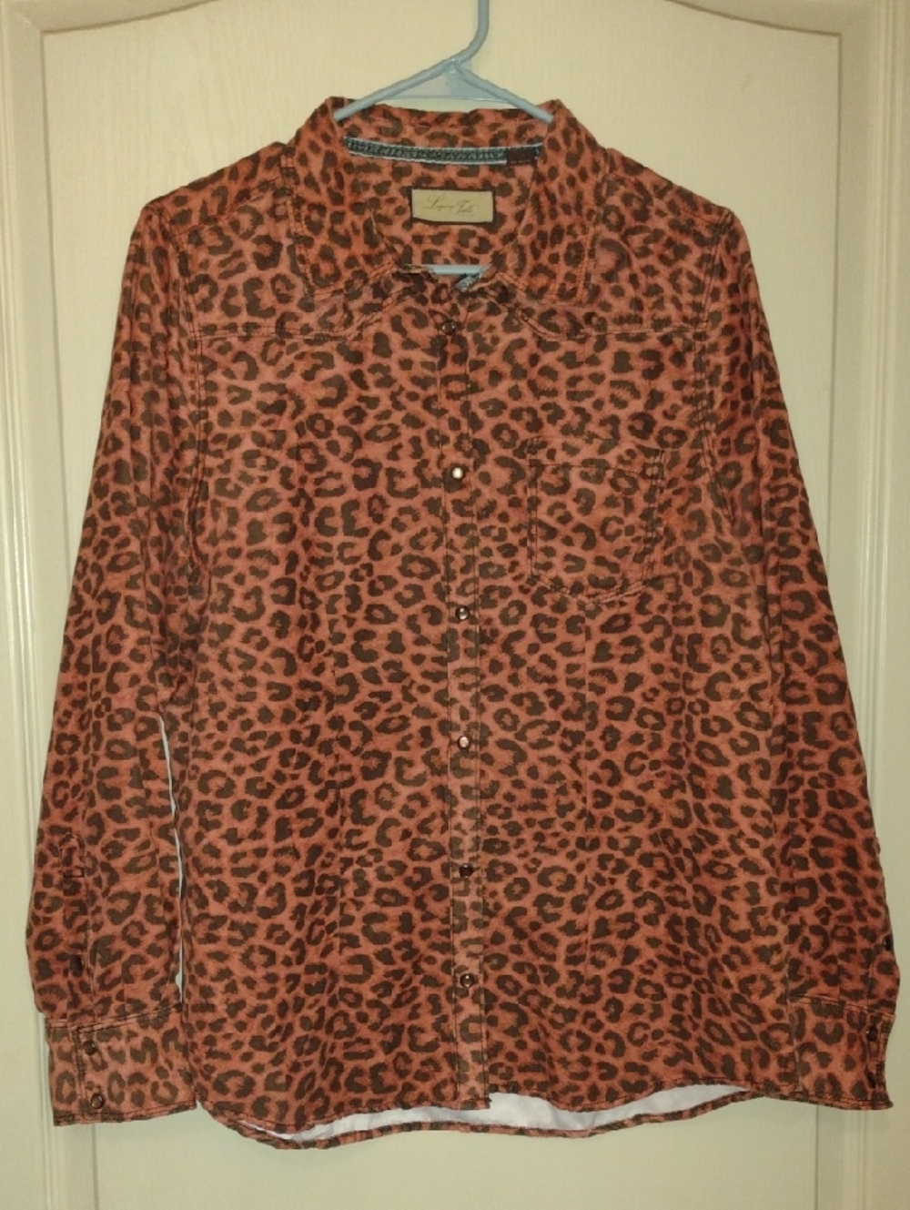 Lush Rust and Black Leopard Print Button-Down Shirt